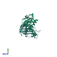 PDB entry 2c1y coloured by chain, side view.