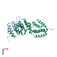 PDB entry 2c1y coloured by chain, top view.