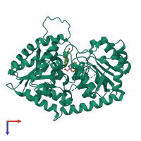 PDB entry 2c1z coloured by chain, top view.