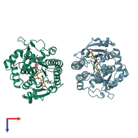 PDB entry 2c29 coloured by chain, top view.