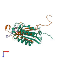 PDB entry 2c2k coloured by chain, top view.