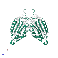 Caspase-3 subunit p17 in PDB entry 2c2k, assembly 1, top view.