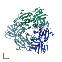 PDB entry 2c2w coloured by chain, front view.