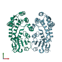 PDB entry 2c2x coloured by chain, front view.