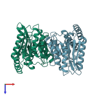 PDB entry 2c2x coloured by chain, top view.