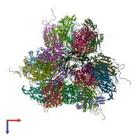PDB entry 2c38 coloured by chain, top view.