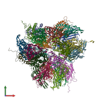 PDB entry 2c39 coloured by chain, front view.