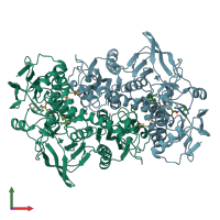 PDB entry 2c3d coloured by chain, front view.