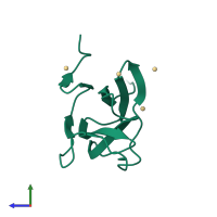 PDB entry 2c3g coloured by chain, side view.