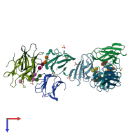 PDB entry 2c3h coloured by chain, top view.