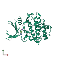 PDB entry 2c3j coloured by chain, front view.