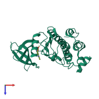 PDB entry 2c3k coloured by chain, top view.