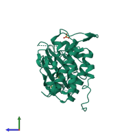 PDB entry 2c3l coloured by chain, side view.