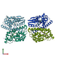 PDB entry 2c3q coloured by chain, front view.