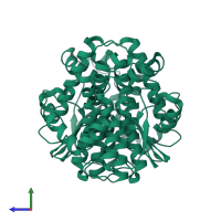 Homo dimeric assembly 2 of PDB entry 2c3t coloured by chemically distinct molecules, side view.