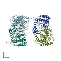 PDB entry 2c47 coloured by chain, front view.