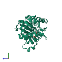 PDB entry 2c4n coloured by chain, side view.