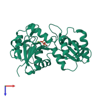 PDB entry 2c4n coloured by chain, top view.