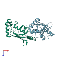 PDB entry 2c4p coloured by chain, top view.