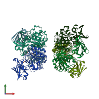 PDB entry 2c4u coloured by chain, front view.