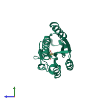PDB entry 2c4v coloured by chain, side view.