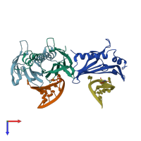 PDB entry 2c4y coloured by chain, top view.