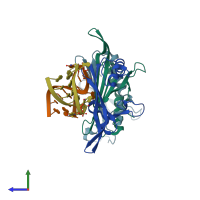 PDB entry 2c4z coloured by chain, side view.