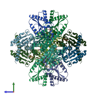 PDB entry 2c57 coloured by chain, side view.