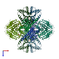 PDB entry 2c57 coloured by chain, top view.