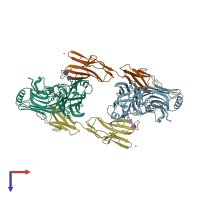 PDB entry 2c5d coloured by chain, top view.