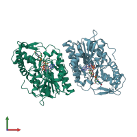 PDB entry 2c5e coloured by chain, front view.