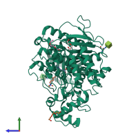 PDB entry 2c5f coloured by chain, side view.