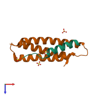 PDB entry 2c5k coloured by chain, top view.