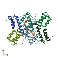 PDB entry 2c5r coloured by chain, front view.