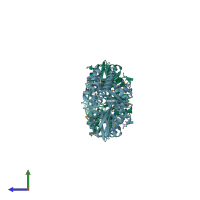 PDB entry 2c5u coloured by chain, side view.