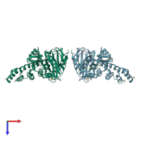 PDB entry 2c5u coloured by chain, top view.