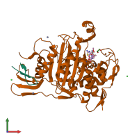 PDB entry 2c5w coloured by chain, front view.