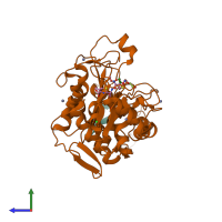 PDB entry 2c5w coloured by chain, side view.