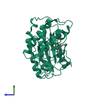 PDB entry 2c5y coloured by chain, side view.