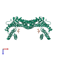 Hetero tetrameric assembly 2 of PDB entry 2c63 coloured by chemically distinct molecules, top view.