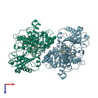 PDB entry 2c64 coloured by chain, top view.
