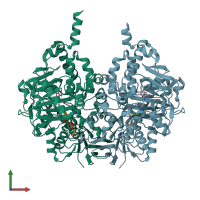 PDB entry 2c66 coloured by chain, front view.