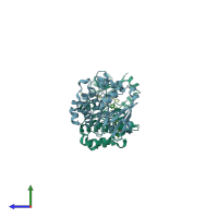 PDB entry 2c6e coloured by chain, side view.