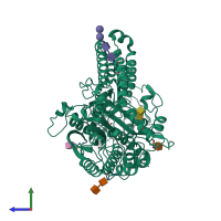 PDB entry 2c6g coloured by chain, side view.