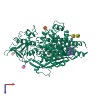 PDB entry 2c6g coloured by chain, top view.