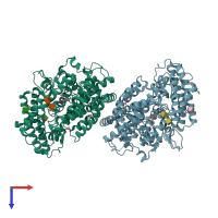 PDB entry 2c6n coloured by chain, top view.