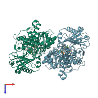 PDB entry 2c70 coloured by chain, top view.