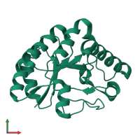 PDB entry 2c71 coloured by chain, front view.