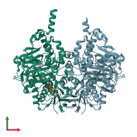 PDB entry 2c72 coloured by chain, front view.