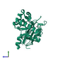 PDB entry 2c79 coloured by chain, side view.